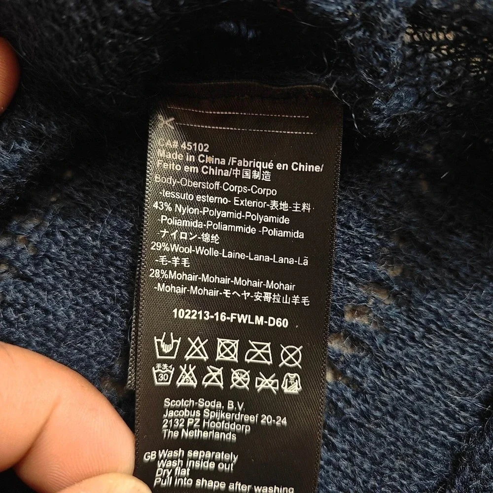 Scotch &‎ Soda Sweater Womens XS Navy Blue Mock Neck Openwork Wool